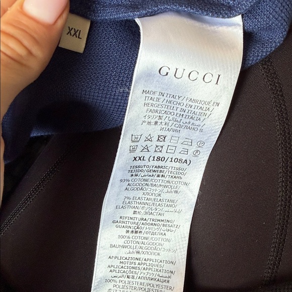 Men’s Gucci Navy Blue Polo Shirt with Red and WhiteDetails